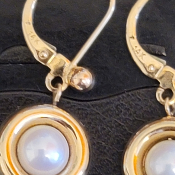 Genuine Pearl & 14k Gold Earrings - Picture 6 of 6